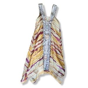 A Common Thread Rozae Nichols Mini Dress Small Multi-Color Boho Asymmetrical